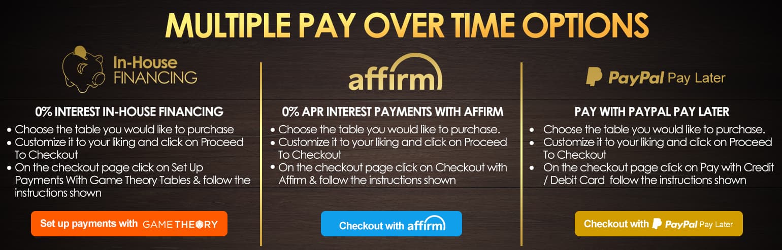 Multiple pay over time options — in-house financing, Affirm, and PayPal Pay Later